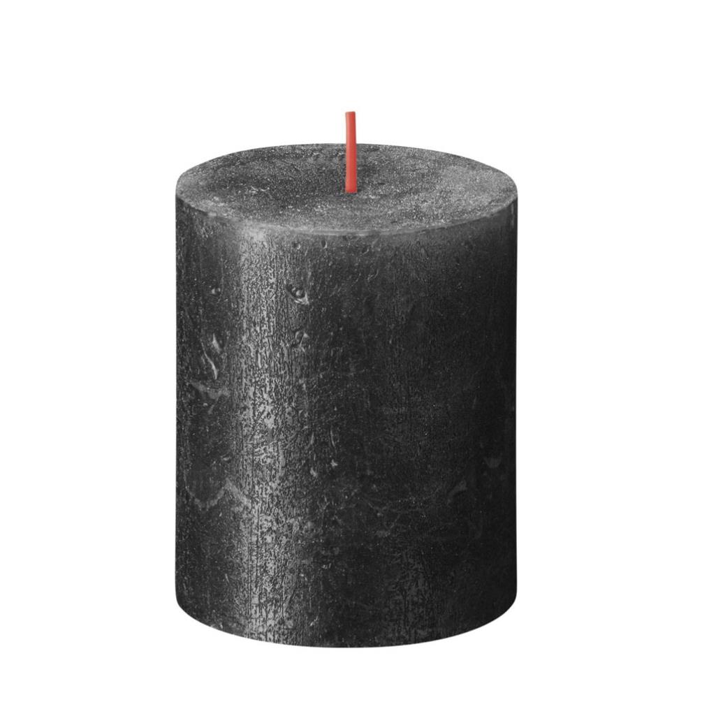 Bolsius Anthracite Rustic Shimmer Metallic Pillar Candle 8cm x 7cm £5.39